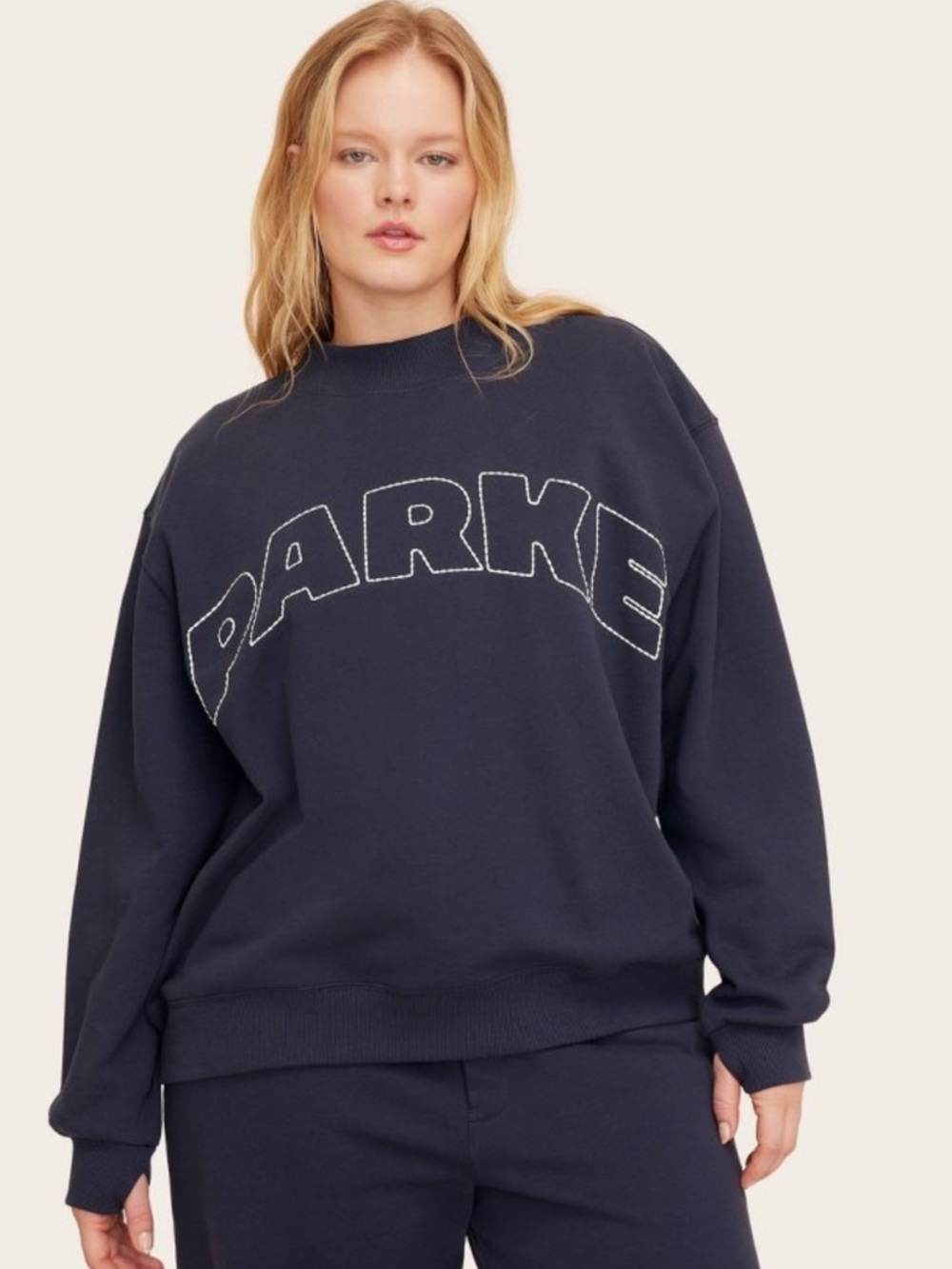 Parker Navy Oversized Logo Crew Sweatshirt